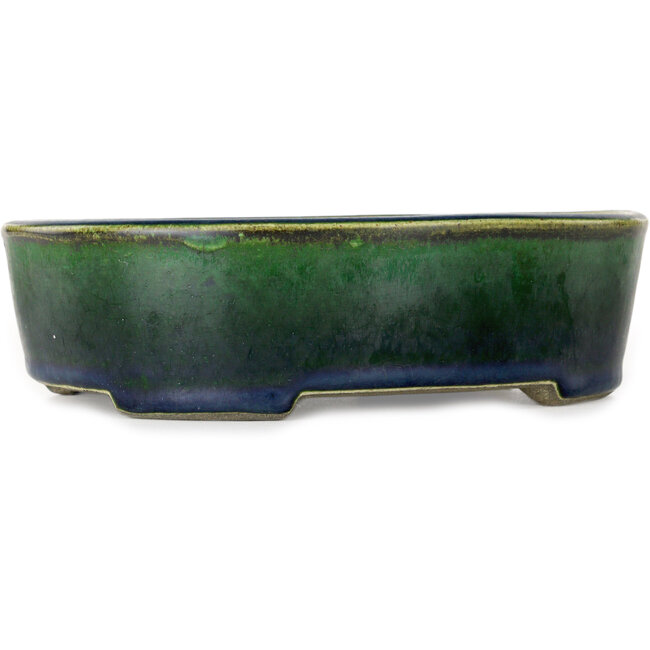 Pot à bonsaï ovale vert Mazan - 192 x 160 x 55 mm