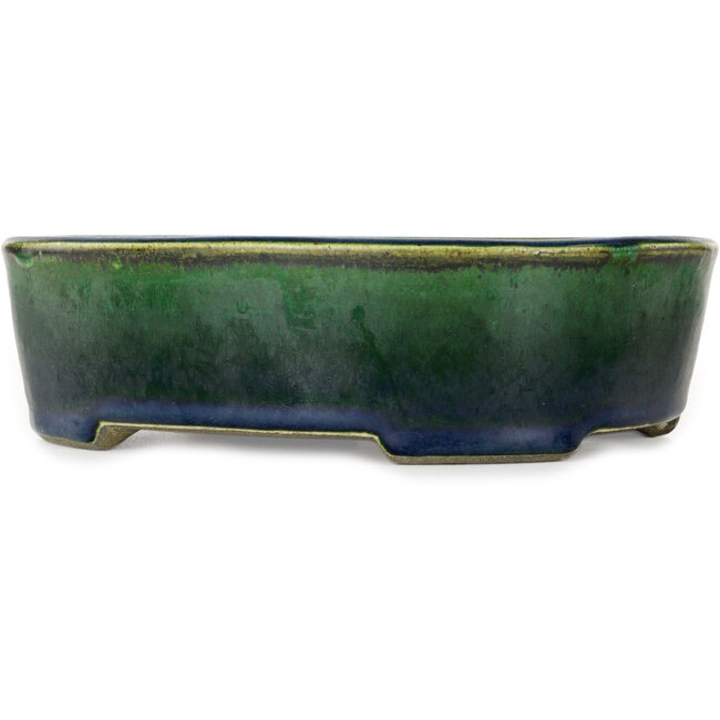 Maceta ovalada verde para bonsái de Mazan - 192 x 160 x 55 mm
