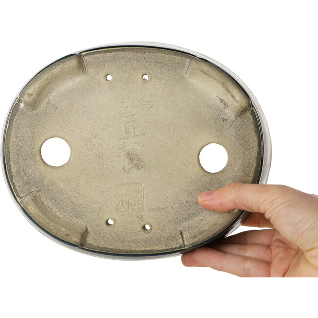 Maceta ovalada verde para bonsái de Mazan - 192 x 160 x 55 mm