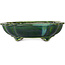 Mokko green bonsai pot by Terahata Satomi Mazan - 203 x 175 x 55 mm