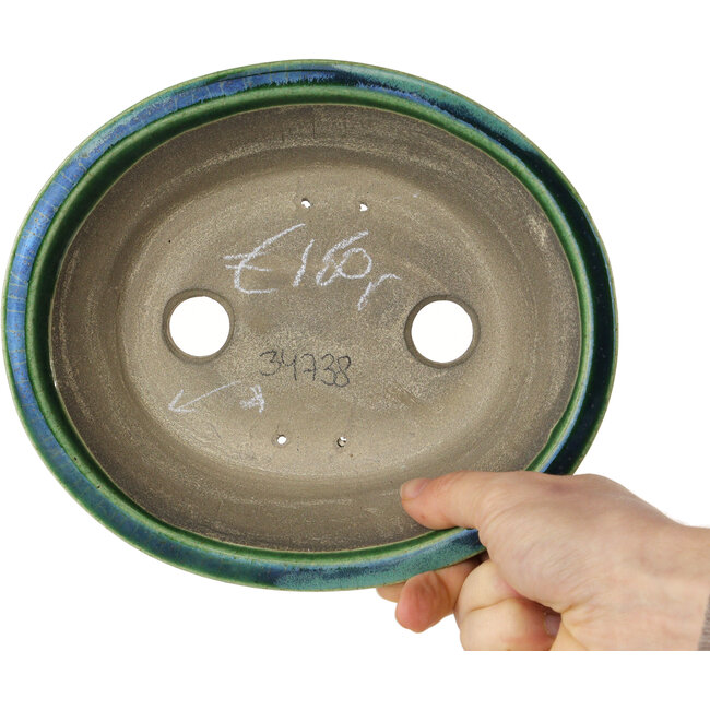 Ovale groene bonsaipot van Mazan - 193 x 167 x 63 mm