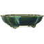 Mokko green bonsai pot by Terahata Satomi Mazan - 203 x 175 x 55 mm