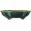 Mokko green bonsai pot by Terahata Satomi Mazan - 203 x 175 x 55 mm