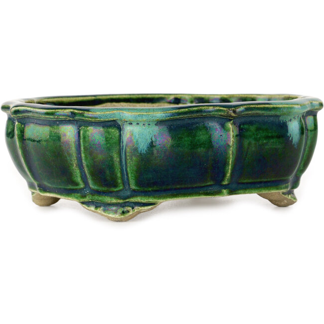 Maceta para bonsái verde loto de Terahata Satomi Mazan - 172 x 145 x 55 mm