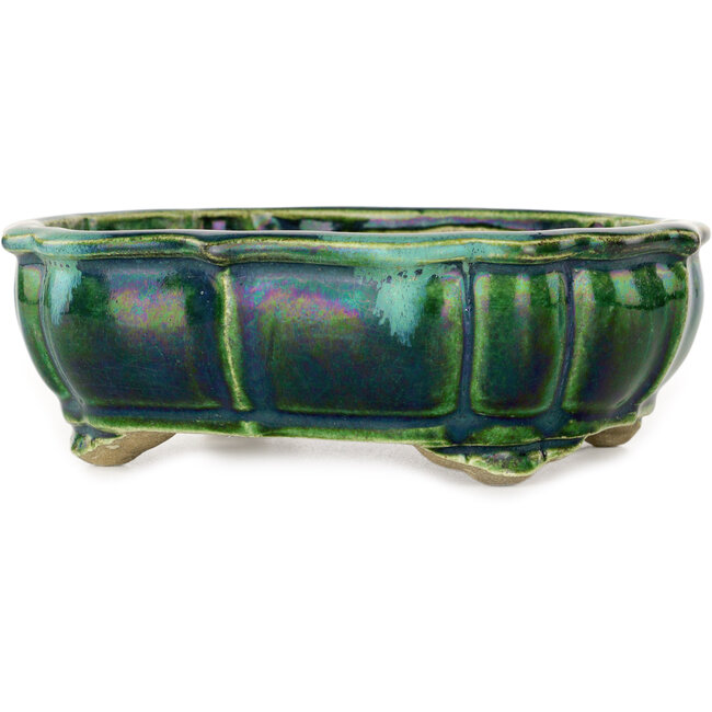 Lotusgroene bonsaipot van Terahata Satomi Mazan - 172 x 145 x 55 mm