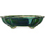 Mokko green bonsai pot by Terahata Satomi Mazan - 182 x 154 x 48 mm