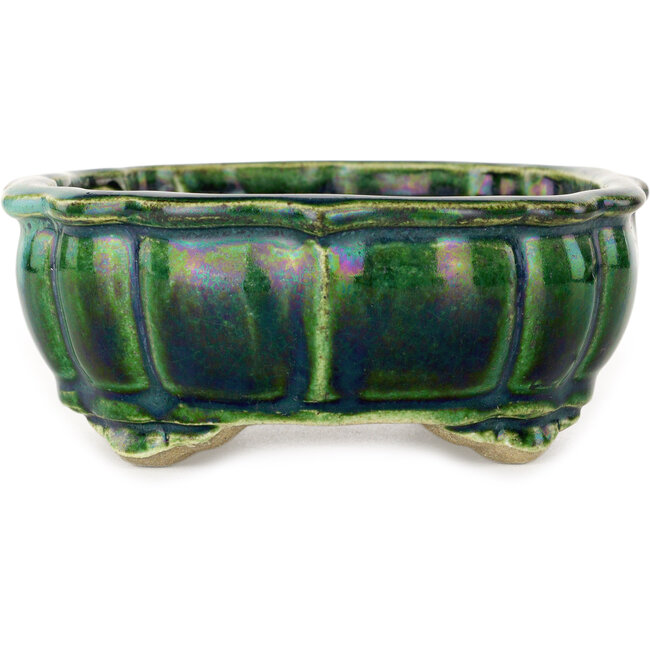 Vaso bonsai verde loto di Terahata Satomi Mazan - 172 x 145 x 55 mm