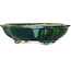 Mokko green bonsai pot by Terahata Satomi Mazan - 182 x 154 x 48 mm