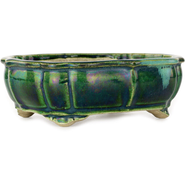 Maceta para bonsái verde loto de Terahata Satomi Mazan - 172 x 145 x 55 mm