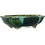 Mokko green bonsai pot by Terahata Satomi Mazan - 182 x 154 x 48 mm