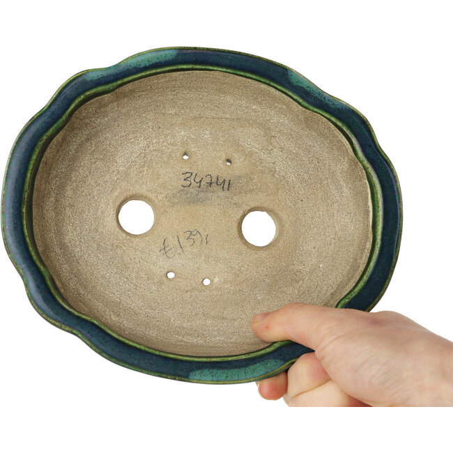 Mokko groene bonsaipot van Terahata Satomi Mazan - 182 x 154 x 48 mm