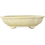 Mokko beige craquelé bonsai pot by Terahata Satomi Mazan - 182 x 154 x 48 mm