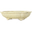 Mokko beige craquelé bonsai pot by Terahata Satomi Mazan - 182 x 154 x 48 mm