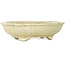 Mokko beige craquelé bonsai pot by Terahata Satomi Mazan - 182 x 154 x 48 mm