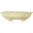 Mokko beige craquelé bonsai pot by Terahata Satomi Mazan - 182 x 154 x 48 mm