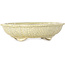 Mokko beige craquelé bonsai pot by Terahata Satomi Mazan - 182 x 154 x 48 mm