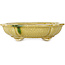 Mokko yellow craquelé bonsai pot by Terahata Satomi Mazan - 182 x 154 x 48 mm