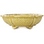 Mokko yellow craquelé bonsai pot by Terahata Satomi Mazan - 182 x 154 x 48 mm
