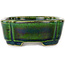 Mokko green bonsai pot by Terahata Satomi Mazan - 160 x 120 x 45 mm