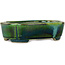 Mokko green bonsai pot by Terahata Satomi Mazan - 160 x 120 x 45 mm