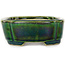 Mokko green bonsai pot by Terahata Satomi Mazan - 160 x 120 x 45 mm