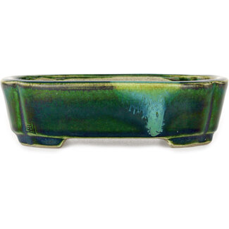  Satomi Mazan, Mazan Terahata 160 mm  green bonsai pot by Terahata Satomi Mazan, Tokoname, Japan