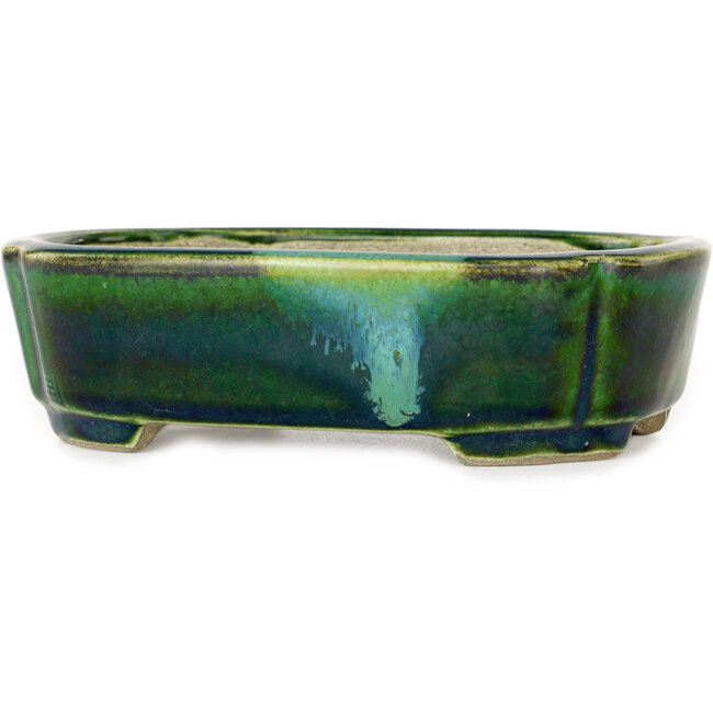 Mokko grüner Bonsaitopf von Terahata Satomi Mazan – 160 x 120 x 45 mm