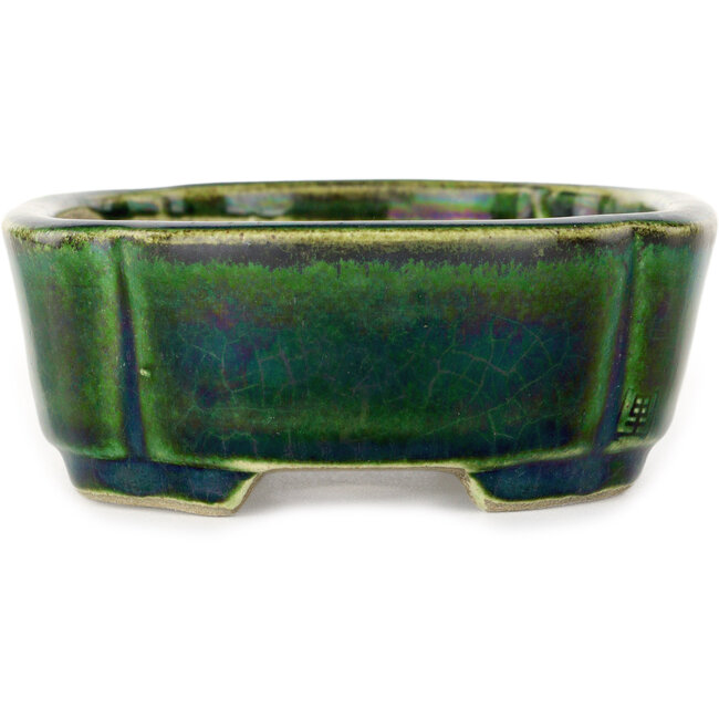Pot à bonsaï vert Mokko par Terahata Satomi Mazan - 160 x 120 x 45 mm