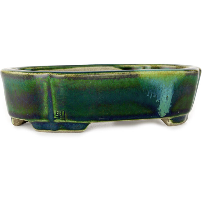 Maceta para bonsái verde Mokko de Terahata Satomi Mazan - 160 x 120 x 45 mm