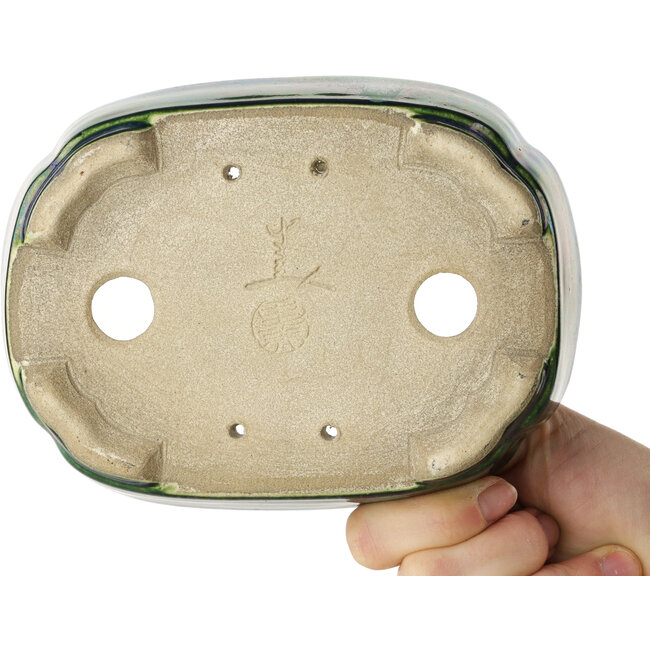 Pot à bonsaï vert Mokko par Terahata Satomi Mazan - 160 x 120 x 45 mm