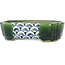 Mokko green and multicolor bonsai pot by Terahata Satomi Mazan - 160 x 120 x 45 mm