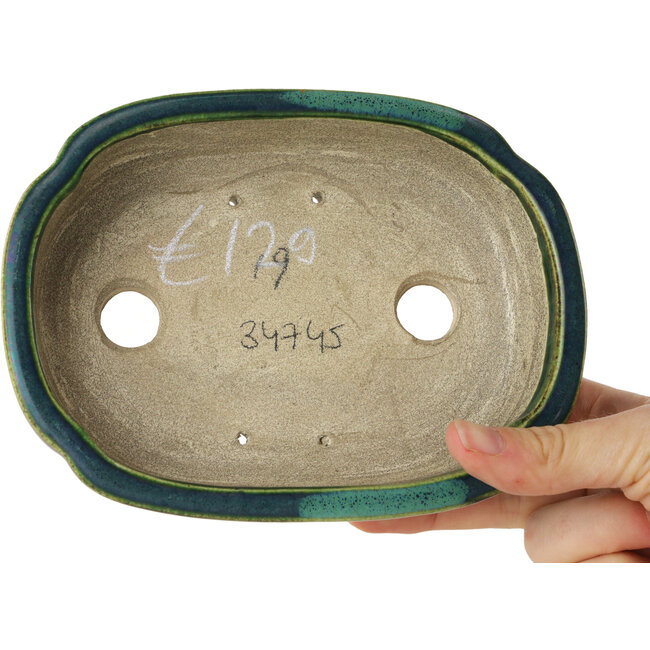 Maceta para bonsái verde Mokko de Terahata Satomi Mazan - 160 x 120 x 45 mm