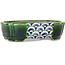 Mokko green and multicolor bonsai pot by Terahata Satomi Mazan - 160 x 120 x 45 mm