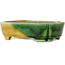 Mokko yellow and green bonsai pot by Terahata Satomi Mazan - 160 x 120 x 45 mm