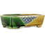 Mokko yellow and green bonsai pot by Terahata Satomi Mazan - 160 x 120 x 45 mm