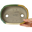 Mokko yellow and green bonsai pot by Terahata Satomi Mazan - 160 x 120 x 45 mm