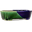 Pot à bonsaï Mokko bleu et vert par Terahata Satomi Mazan - 160 x 120 x 45 mm
