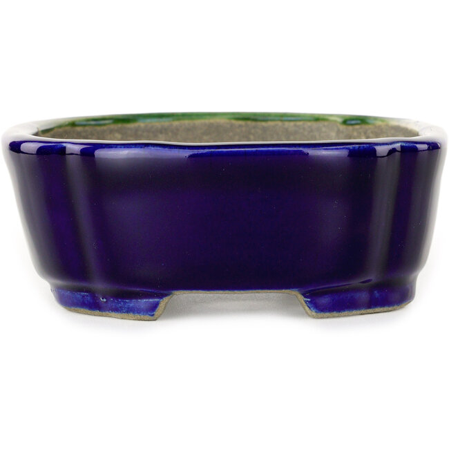 Vaso bonsai Mokko blu e verde di Terahata Satomi Mazan - 160 x 120 x 45 mm