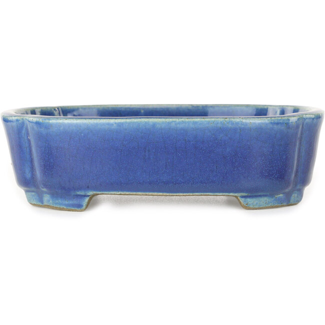 Pot à bonsaï Mokko bleu par Terahata Satomi Mazan - 160 x 120 x 45 mm