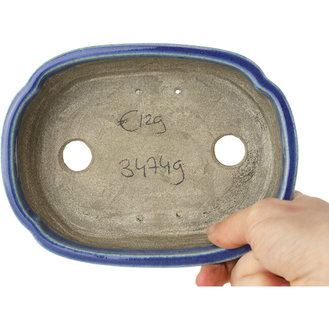 Mokko blue bonsai pot by Terahata Satomi Mazan - 160 x 120 x 45 mm