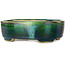 Oval green bonsai pot by Terahata Satomi Mazan - 160 x 130 x 50 mm