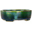 Oval green bonsai pot by Terahata Satomi Mazan - 160 x 130 x 50 mm
