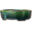 Oval green bonsai pot by Terahata Satomi Mazan - 160 x 130 x 50 mm