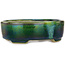 Oval green bonsai pot by Terahata Satomi Mazan - 160 x 130 x 50 mm