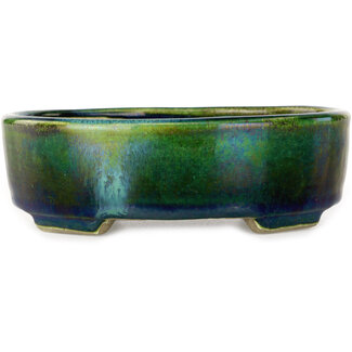  Satomi Mazan, Mazan Terahata 160 mm  green bonsai pot by Terahata Satomi Mazan, Tokoname, Japan
