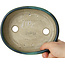 Oval green bonsai pot by Terahata Satomi Mazan - 160 x 130 x 50 mm
