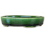 Oval green bonsai pot by Terahata Satomi Mazan - 160 x 130 x 34 mm