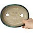 Oval green bonsai pot by Terahata Satomi Mazan - 160 x 130 x 50 mm