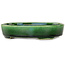 Oval green bonsai pot by Terahata Satomi Mazan - 160 x 130 x 34 mm
