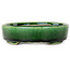 Oval green bonsai pot by Terahata Satomi Mazan - 160 x 130 x 34 mm